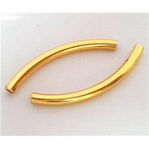 colorfast copper tube bead, gold plated, approx 5x45mm, 4mm hole [FD163]