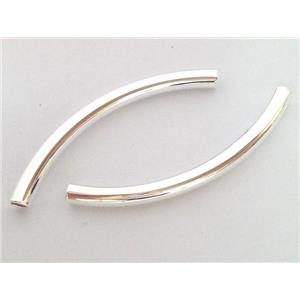 colorfast copper tube bead, silver plated, approx 5x45mm, 4mm hole [FD164]