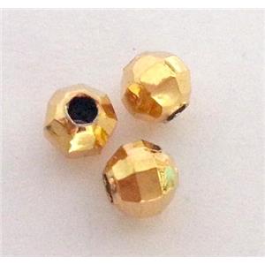 colorfast copper bead, faceted round, gold plated, approx 4mm dia [FD167-4MM]
