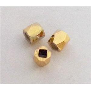 colorfast copper bead, gold plated, approx 3x3mm [FD168]