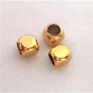 colorfast copper tube bead, gold plated, approx 2.5x2.5mm [FD169-2.5MM]