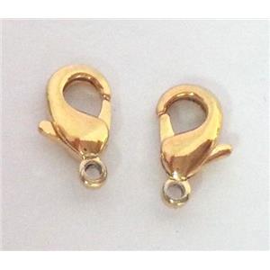 colorfast copper lobster clasp, gold plated, approx 10mm length [FD170-901]