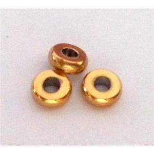 colorfast copper beads, rondelle, gold plated, approx 5mm dia [FD173]