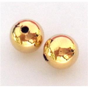 colorfast copper bead, round, gold plated, approx 10mm dia [FD176-10MM]