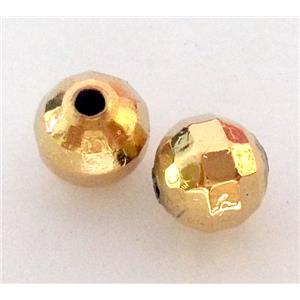 colorfast copper bead, faceted round, gold plated, approx 10mm dia [FD177]