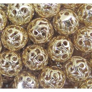 colorfast copper bead, round, gold plated, approx 10mm dia [FD186]