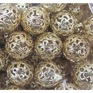 colorfast copper bead, gold plated, approx 10mm dia [FD190]