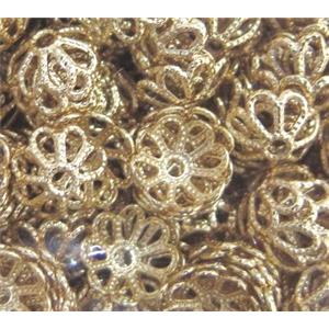 colorfast beadcaps, copper, gold plated, approx 8mm dia [FD194]