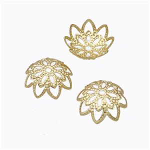 colorfast beadcaps, copper, gold plated, approx 11mm dia [FD197]