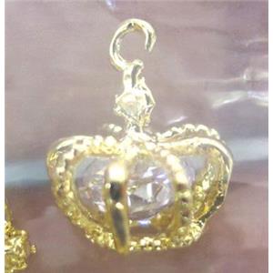 colorfast copper pendant, crown, 18K gold plated, approx 13x12mm [FD198]