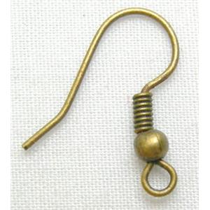 Antique Bronze Iron Earring Wire, 18mm high [FDAB-HOOK-BIG]