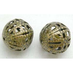 Round Filagree Bead, Antique Bronze, iron, hollow, 8mm diameter [FDBALLBP001-8MM]