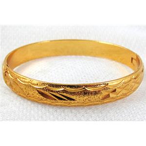 Copper Bangle, gold plated, Nickel Free, Lead Free, 63mm dia, 10mm wide [FDBR02GP]