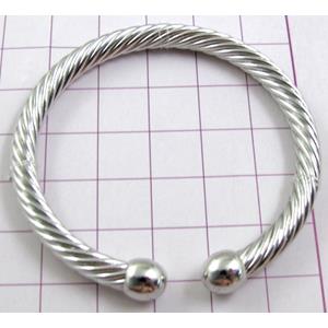 Copper Bangle, Platinum Plated, Nickel Free, Lead Free, inside:50mm dia, tube:5mm, ball:7.5mm [FDBR05PP-C682]