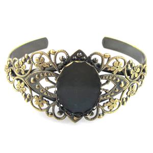Copper Bangle with bezel tray, bronze, Nickel Free, setting: 18x25mm [FDBR09]