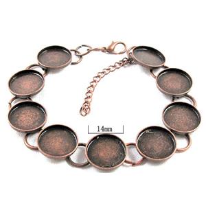 adjustable bracelet, gemstone setting, antique red copper, inside: 14mm dia, 16 inchlength [FDBR16]