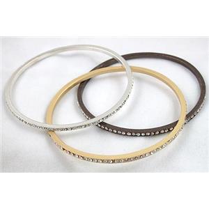 alloy bangles with rhinestone, mixed, 68mm dia, 2.5mm thin [FDBR18]