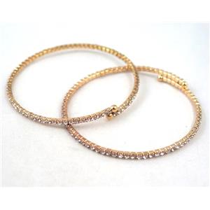 copper bangles paved rhinestone, gold plated, approx 60mm dia [FDBR28]