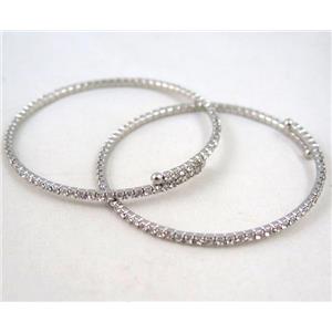 copper bangles paved rhinestone, platinum plated, approx 60mm dia [FDBR29]