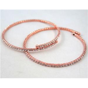 copper bangles paved rhinestone, red copper, approx 60mm dia [FDBR31]