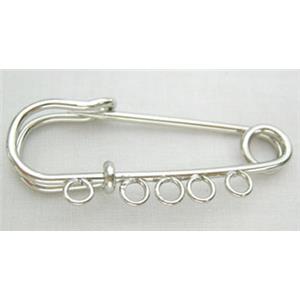 Brooches, copper pin, platinum plated, 22x50mm, 5 eyes [FDBROOCH001]