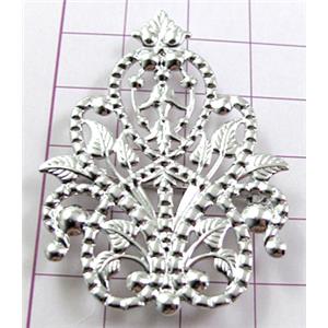 Baroque Style Brooch, Copper, Platinum Plated, 35x47mm [FDBROOCH014PP]