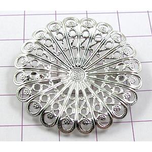 Baroque Style Brooch, Copper, Platinum Plated, 37mm dia [FDBROOCH015PP]