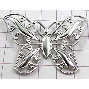 butterfly Brooch, copper, platinum plated, 53x38mm [FDBROOCH018PP]