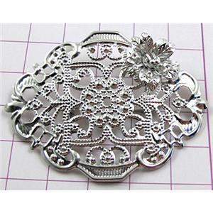 Baroque Brooch, Copper, Platinum Plated, 53x38mm [FDBROOCH019PP]