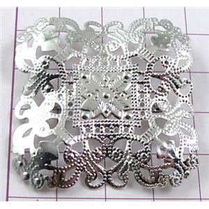 Baroque Brooch, Copper, Platinum Plated, 40x40mm [FDBROOCH020PP]