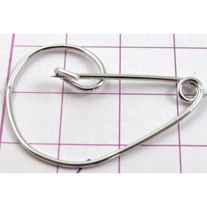 Brooch pins, clip, copper, platinum plated, approx 24x36mm [FDBROOCH023PP-C620]