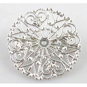 Brooch pins, copper, silver plated, 32mm dia [FDBROOCH037]