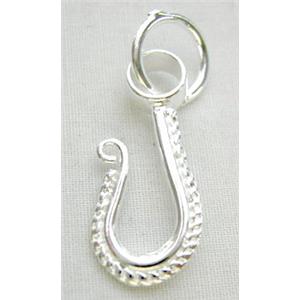 Silver Plated Copper J Clasp, 10.7x30mm [FDC004SP]