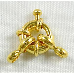 Gold Plated Copper Necklace Clasp, approx 13mm dia [FDC017GP-13MM]