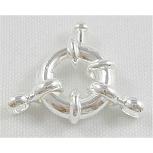 Copper Necklace Clasp, Silver Plated, approx 15mm dia [FDC018SP-15MM]