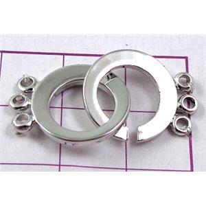 Platinum Plated Copper Toggle Clasp, 16mm dia [FDC111PP]