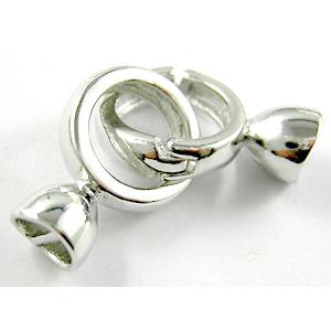 Necklace Connector Clasp, Copper, Platinum Plated, ring:14mm dia, 20mm length [FDC137PP]