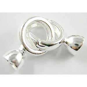 Necklace Connector Clasp, Copper, Silver Plated, ring:14mm dia, 20mm length [FDC137SP]