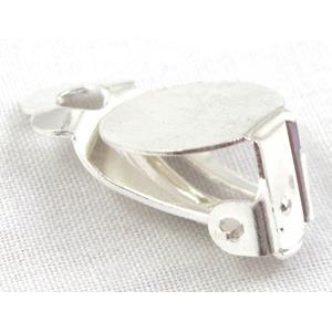Copper Clip Earring, Silver Plated, 12mm dia, 22mm length [FDC150SP]