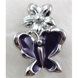 magnetic Hinged Bails, copper, enamel, platinum plated, 16.6x25mm [FDC157C01]