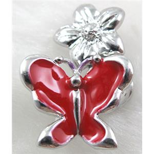 magnetic Hinged Bails, copper, red enamel, platinum plated, 16.6x25mm [FDC157C03]