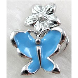 magnetic Hinged Bails, copper, blue enamel, platinum plated, 16.6x25mm [FDC157C06]