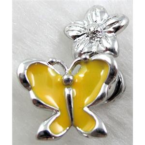 magnetic Hinged Bails, copper, yellow enamel, platinum plated, 16.6x25mm [FDC157C07]