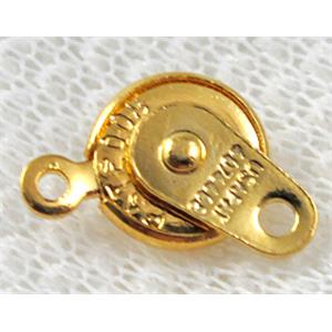 slider clasp, necklace connector, copper, gold plated, 7.5mm dia [FDC164GP-7.5]