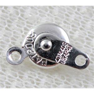 slider clasp, necklace connector, copper, silver plated, 7.5mm dia [FDC164SP-7.5]
