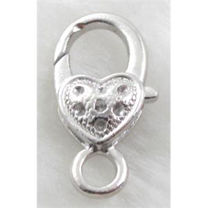 platinum plated alloy Lobster Clasp, 15x27mm [FDC206PP]