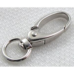 keychain clasp, alloy, platinum plated, 16x47mm [FDC210PP]