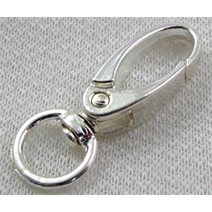 key chain clasp, alloy, silver plated, 16x47mm [FDC210SP]