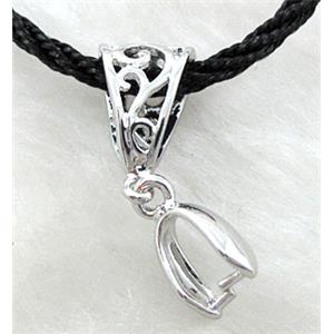 Hinge and pinch bail, copper, platinum plated, 9x25mm [FDC212PP]