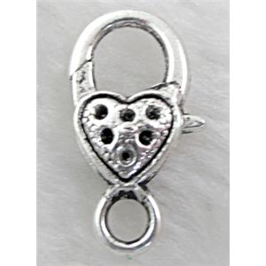 Parrot heart Lobster Clasp, alloy, 15x25mm [FDC215]